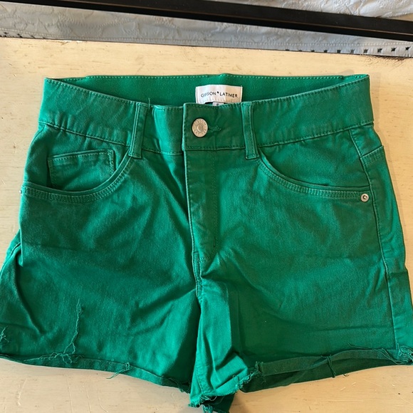 Gibson Latimer Pants - Gibson Latimer Green Jean Shorts Mid-Thigh Length